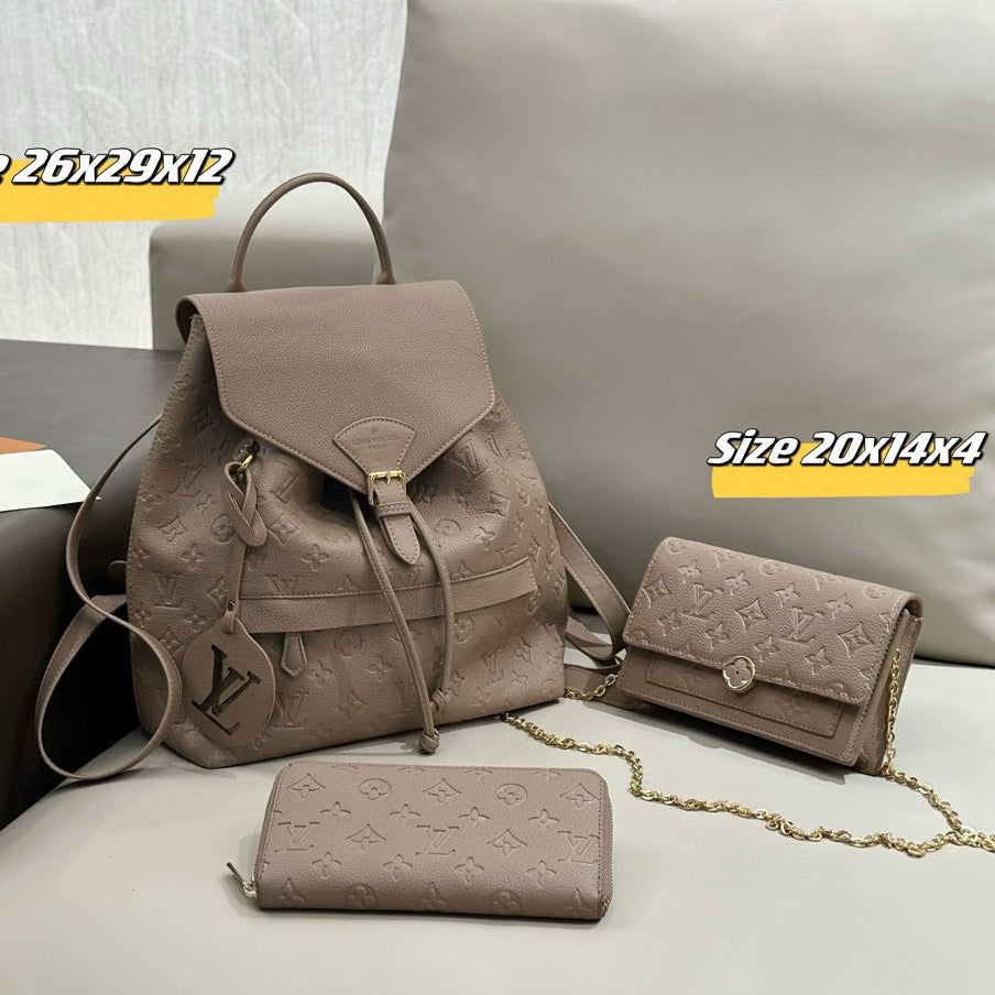 Women's Fashion Backpack Three-piece Set