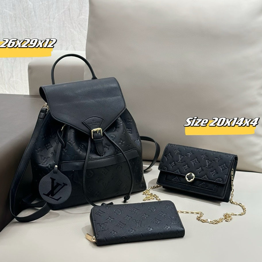 Women's Fashion Backpack Three-piece Set