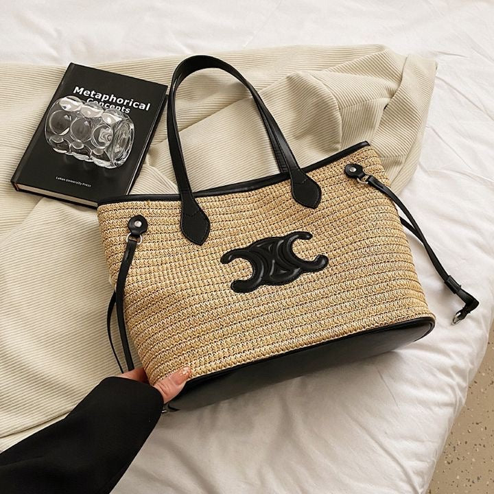 Women's Large Capacity Woven Shoulder Handbag